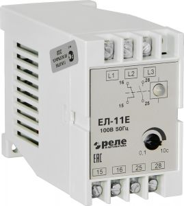 Реле контроля трехфазного напряжения ЕЛ-11Е 110В 50Гц задержка срабатывания 0,1…10с, ток контактов исполнительного реле 5А, 1з+1р, УХЛ4