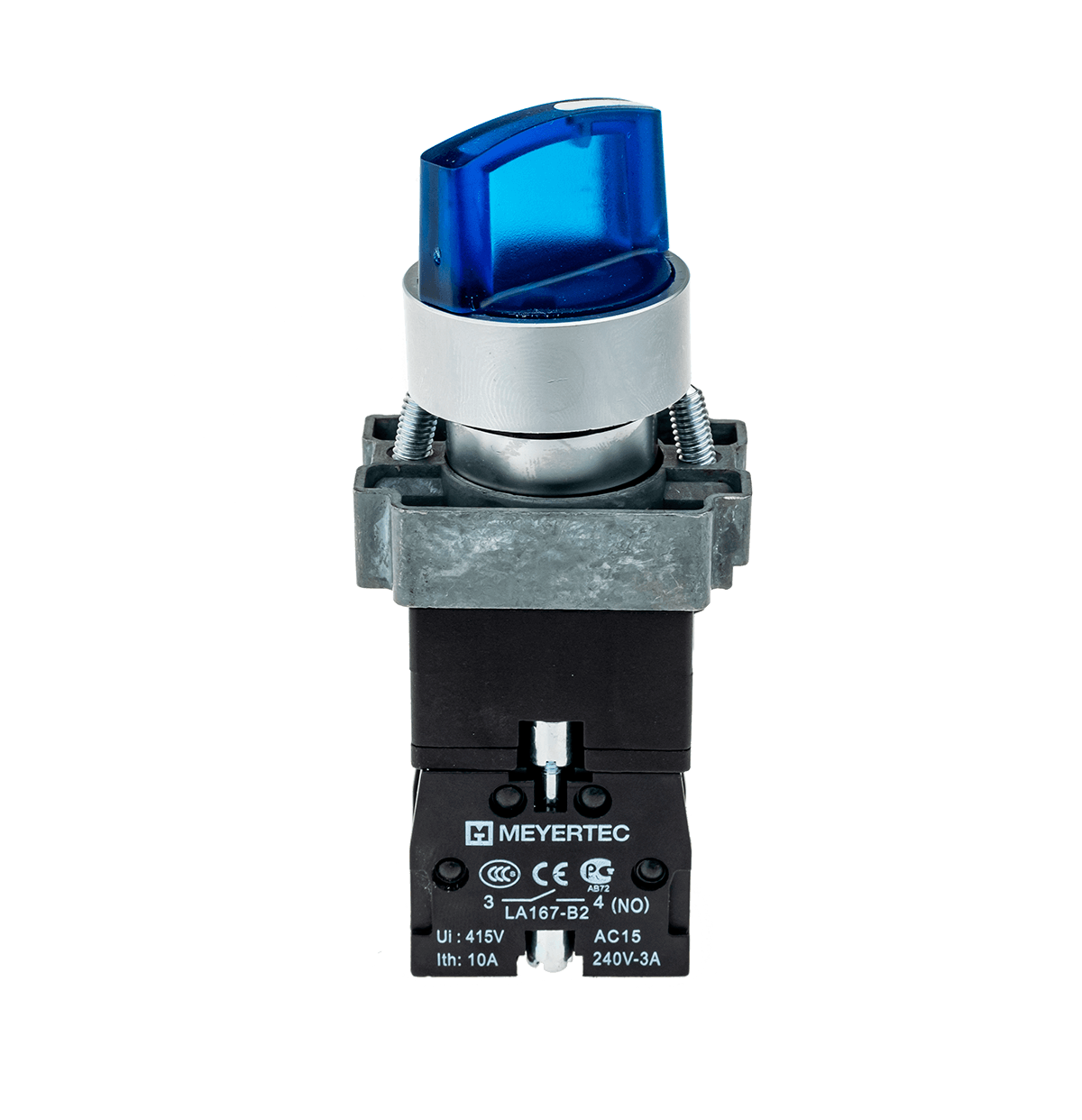 Переключатель с подсветкой, с фиксацией, 220V AC/DC, синий, 3 положения, 1NO