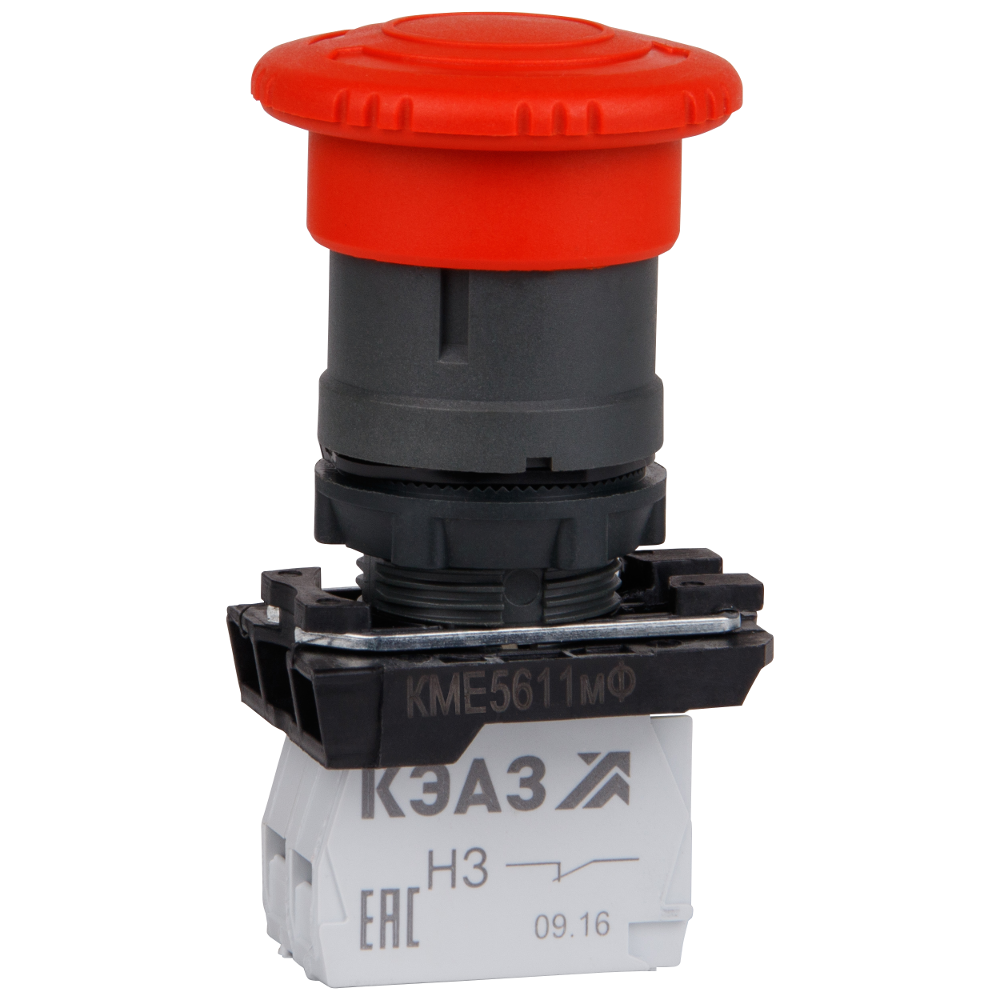 Кнопка КМЕ5122мФ-красный-2но+2нз-гриб-IP40-КЭАЗ, 10 шт