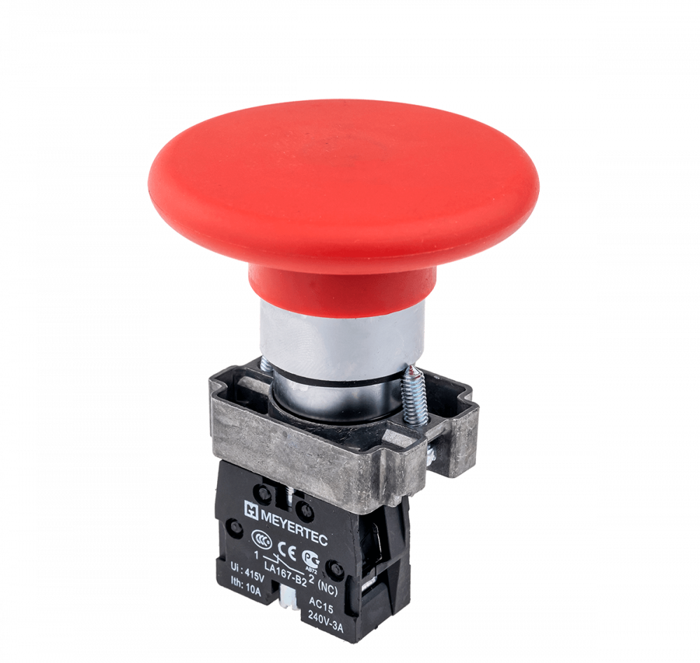 Кнопка грибовидная, без фиксации 1NC красный 60 мм