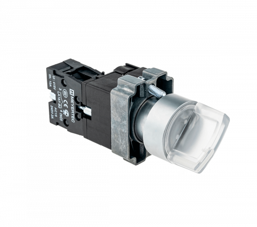 Переключатель с подсветкой, с фиксацией, 220V AC/DC, белый, 3 положения, 1NO