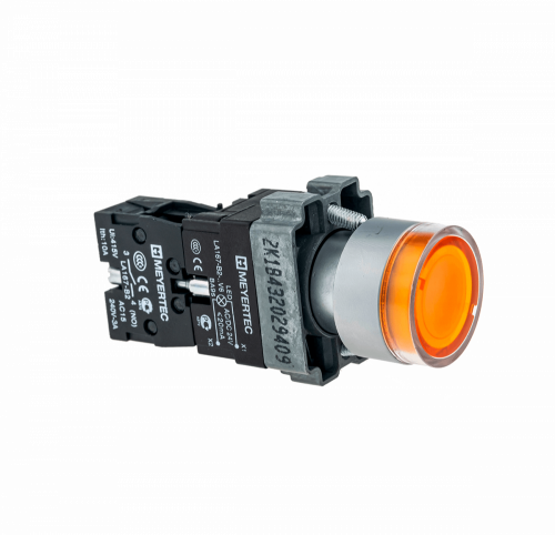 Кнопка с подсветкой желтая 220V 1NO