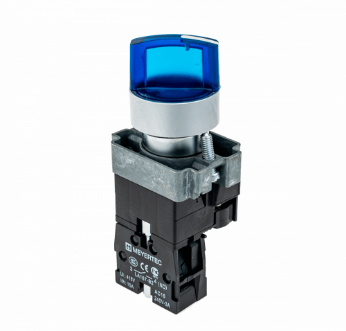 Переключатель с подсветкой, с фиксацией, 24V AC/DC, синий, 2 положения, 1NO