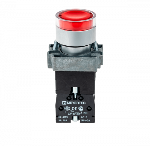 Кнопка с подсветкой красная 220V 1NC