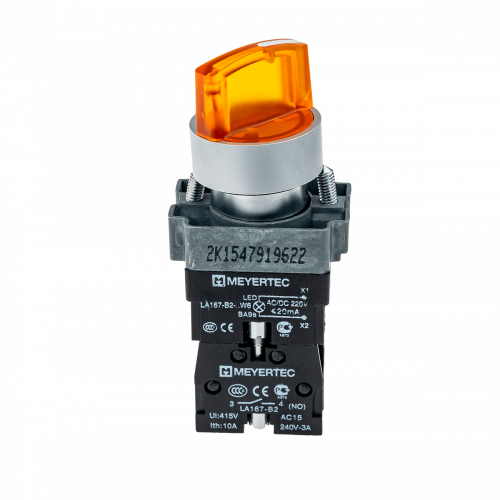 Переключатель с подсветкой, с фиксацией, 24V AC/DC, желтый, 3 положения, 1NO