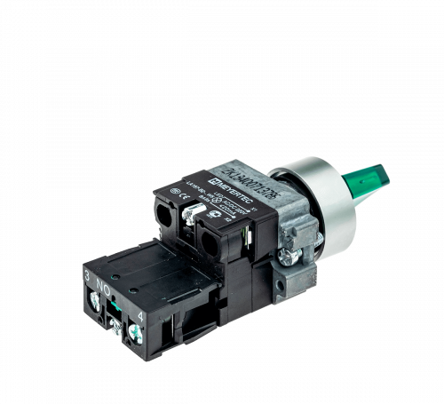 Переключатель с подсветкой, с фиксацией, 24V AC/DC, зеленый, 3 положения, 1NO