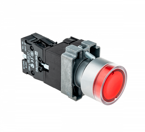 Кнопка с подсветкой красная 220V 1NC