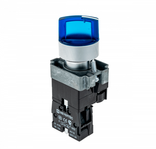 Переключатель с подсветкой, с фиксацией, 24V AC/DC, синий, 2 положения, 1NO