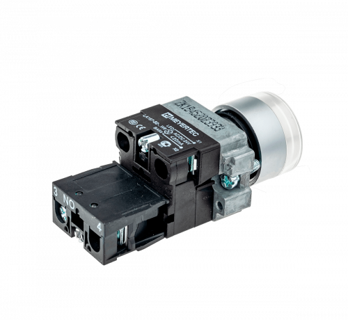 Кнопка с подсветкой белая 220V 1NO